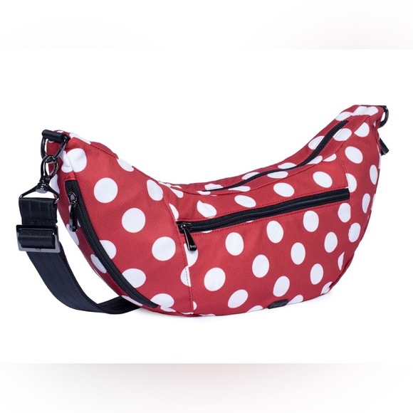 lug Bags Nwt Lug Boomerang Fs Sling Crossbody In Crimson Large Dot